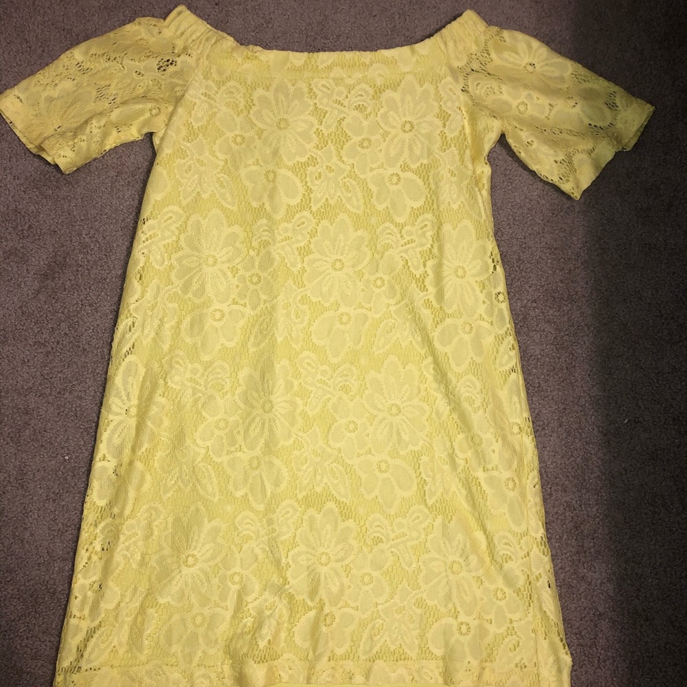 Yellow off the shoulder dress